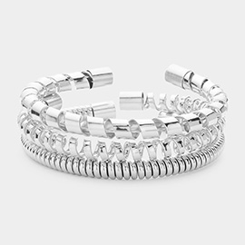3PCS - Metal Coil Multi Layered Cuff Bracelets