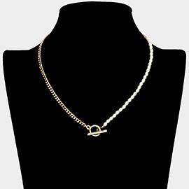 Pearl Chain Toggle Necklace
