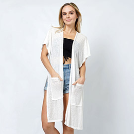 Ribbed Jersey Vest Poncho With Pocket