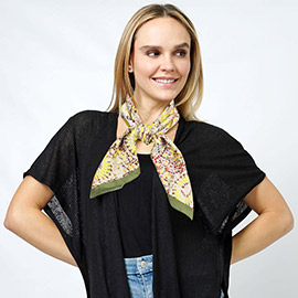 Abstract Print Satin Square Scarf