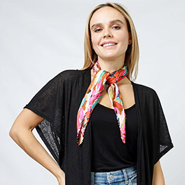 Floral Satin Pleated Square Scarf