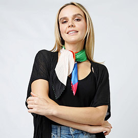 Abstract Satin Pleated Square Scarf