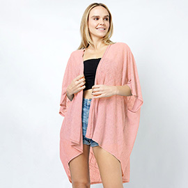Textured Jersey Relaxed Fit Kimono Poncho