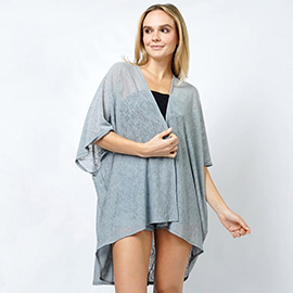 Textured Jersey Relaxed Fit Kimono Poncho