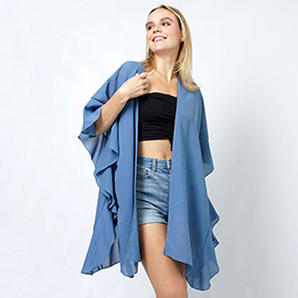 Chiffon Ruffle Kimono Poncho