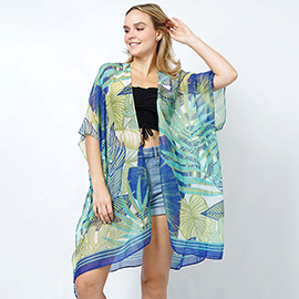 Tropical Print Kimono Poncho