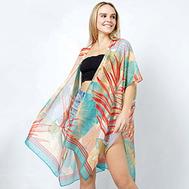 Tropical Print Kimono Poncho