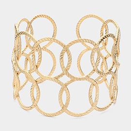 Textured Metal O Ring Cuff Bracelet