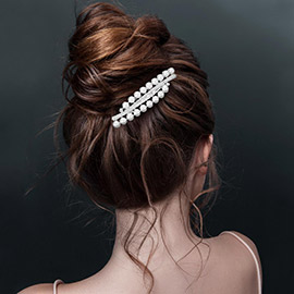 Pearl Bar Pointed Rhinestone Paved Hair Comb