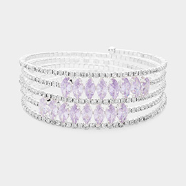 CZ Marquise Stone Accented Rhinestone Paved Adjustable Evening Bracelet