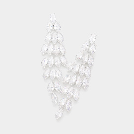 Marquise CZ Stone Embellished Chandelier Evening Earrings