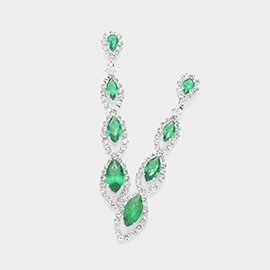 CZ Marquise Stone Pointed Cluster Link Dropdown Evening Earrings