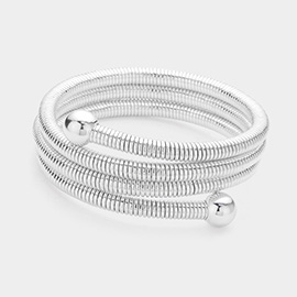 Metal Ball Tip Coil Adjustable Bangle Bracelet