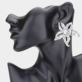 Stone Pointed Metal Flower Earrings