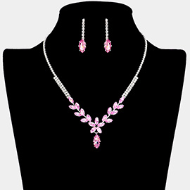 CZ Marquise Stone Cluster Pointed Rhinestone Paved Necklace