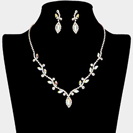 Marquise Stone Accented Vine Rhinestone Paved Necklace