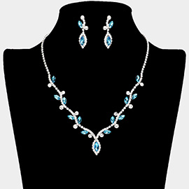 Marquise Stone Accented Vine Rhinestone Paved Necklace