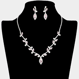 Marquise Stone Accented Vine Rhinestone Paved Necklace