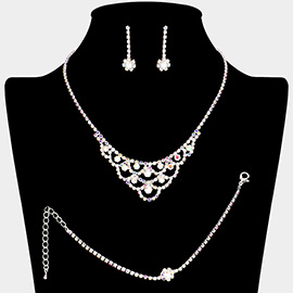 CZ Stone Paved Necklace Jewelry Set