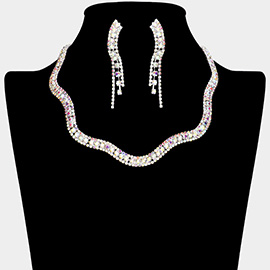 Wavy Rhinestone Collar Necklace
