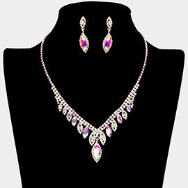 Marquise Stone Accented Rhinestone Paved Necklace