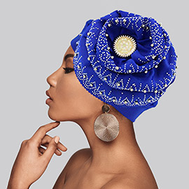 Bling Studded Accented Turban Hat