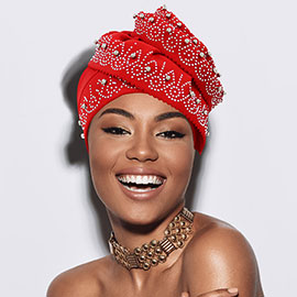 Bling Studded Accented Turban Hat