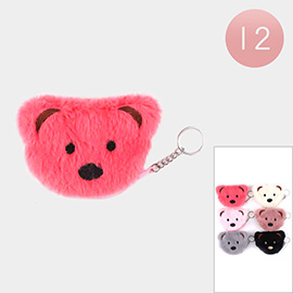 12PCS - Fuzzy Bear Coin Purse / Keychains