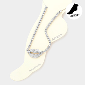Rhinestone Paved Lip Pointed Anklet