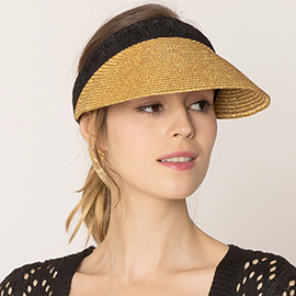 Metallic Straw Sun Visor Hat