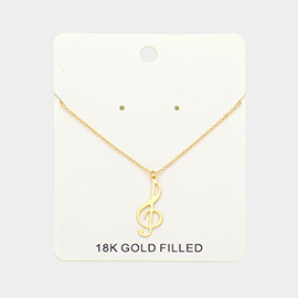 18K Gold Filled Treble Clef Pendant Necklace