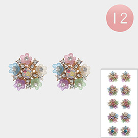 12PAIRS - Flower Stud Earrings