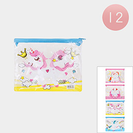 12PCS - Unicorn Printed Transparent Pouch Bag