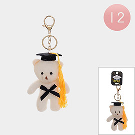 12PCS - Graduation Teddy Bear Plush Doll Keychains