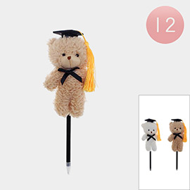 12PCS - Graduation Teddy Bear Plush Doll Tip Ball Pens