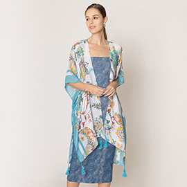 Floral Print Kimono Poncho