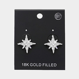 18K Gold Filled CZ Stone Paved Star Stud Earrings
