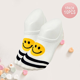 10Pairs - Smile Pointed Striped Socks