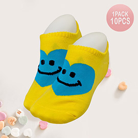 10Pairs - Smile Centered Heart Socks