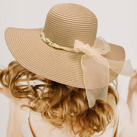 Rhinestone Pearl Twisted Bow Band Pointed Straw Sun Hat