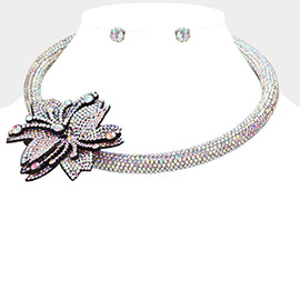 Bling Flower Pointed Evening Choker Necklace
