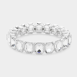 Rectangle Glass Stone Cluster Stretch Evening Bracelet