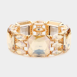 Rectangle Marquise Glass Stone Cluster Stretch Evening Bracelet