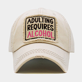 ADULTING REQUIRED ALCOHOL Message Vintage Baseball Cap