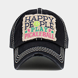 HAPPY PEOPLE PLAY PICKLEBALL Message Vintage Baseball Cap