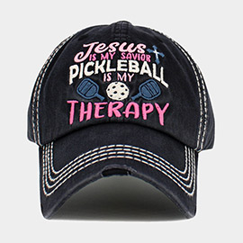 JESUS is My Savior PICKLEBALL is My Therapy Message Vintage Baseball Cap