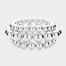 3PCS - Metal Ball Stretch Multi Layered Bracelets