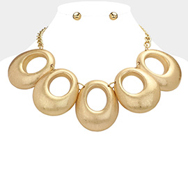Chunky Matte Metal Open Circle Collar Necklace