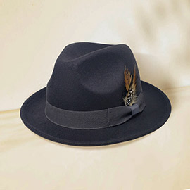 Feather Bow Pointed Fedora Hat