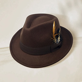 Feather Bow Pointed Band Pork Pie Hat